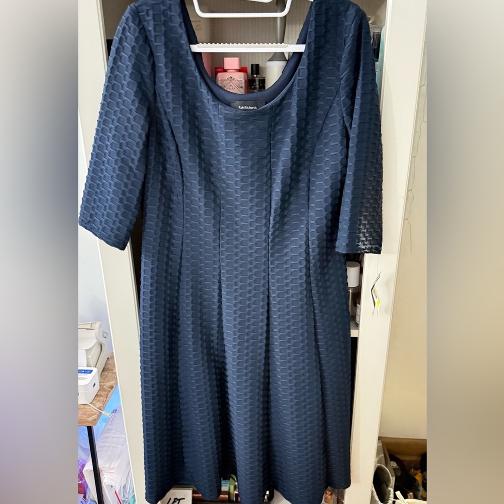 🚨 R+M Richard’s Elegant Navy Blue Textured Dress